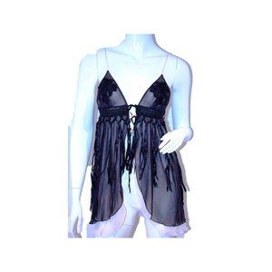 JACALYN BENNETT Halter FRINGE Camisole Open SHIRT Top ( M )